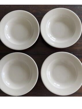 Buffalo China 100 Yr Anniversary 8 7/8” Rimmed Soups Pasta Bowls Ivory Set 4